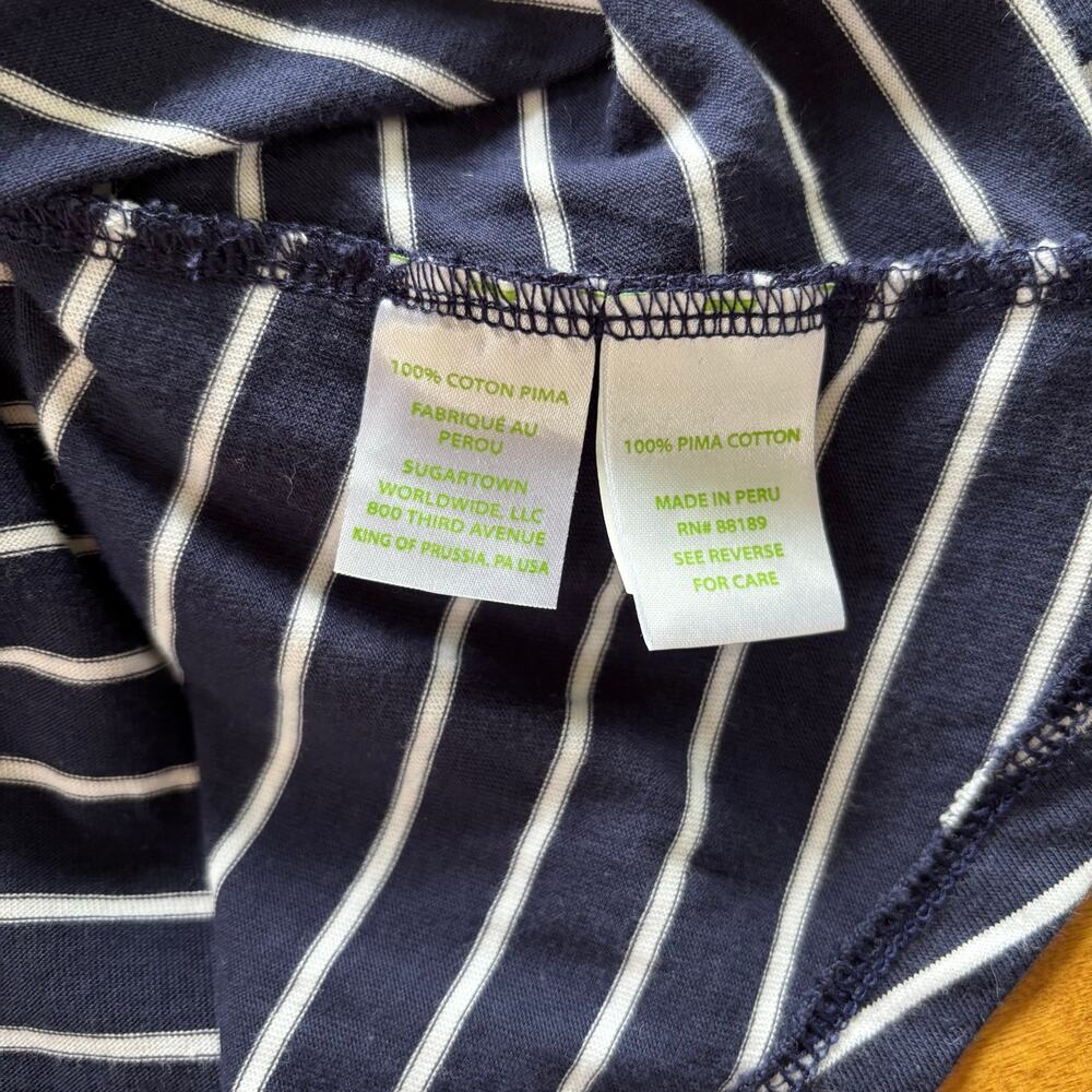 Lilly Pulitzer Jennalyn Navy Palm Stripe Pima Cotton Henley Racerback Dress S - Picture 5 of 7